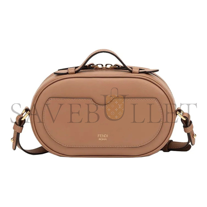 F**di cappuccino leather and suede crossbody bag 8bs058ahsbf1fvx (21*13*8cm)